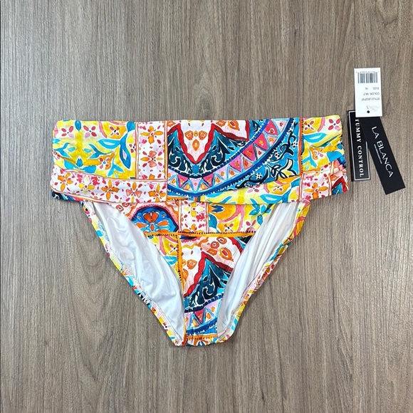 NWT La Blanca Colorful Patterned Bikini Bottom - Picture 1 of 8